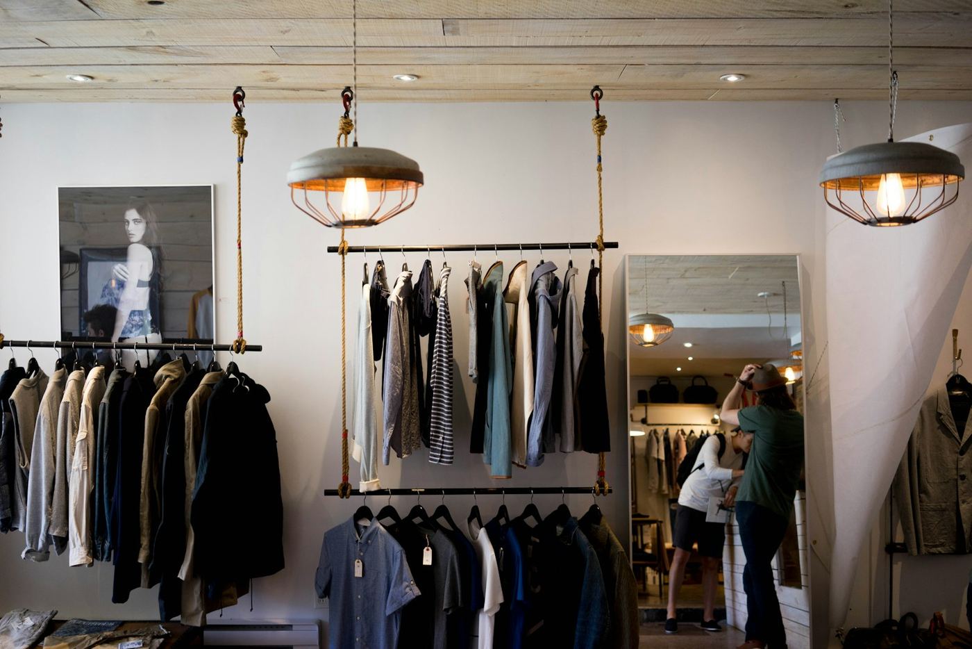 Boutique interior with curated clothing