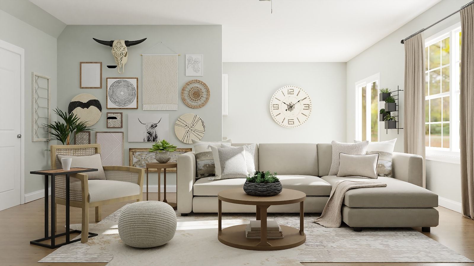 Curated living room with gallery wall