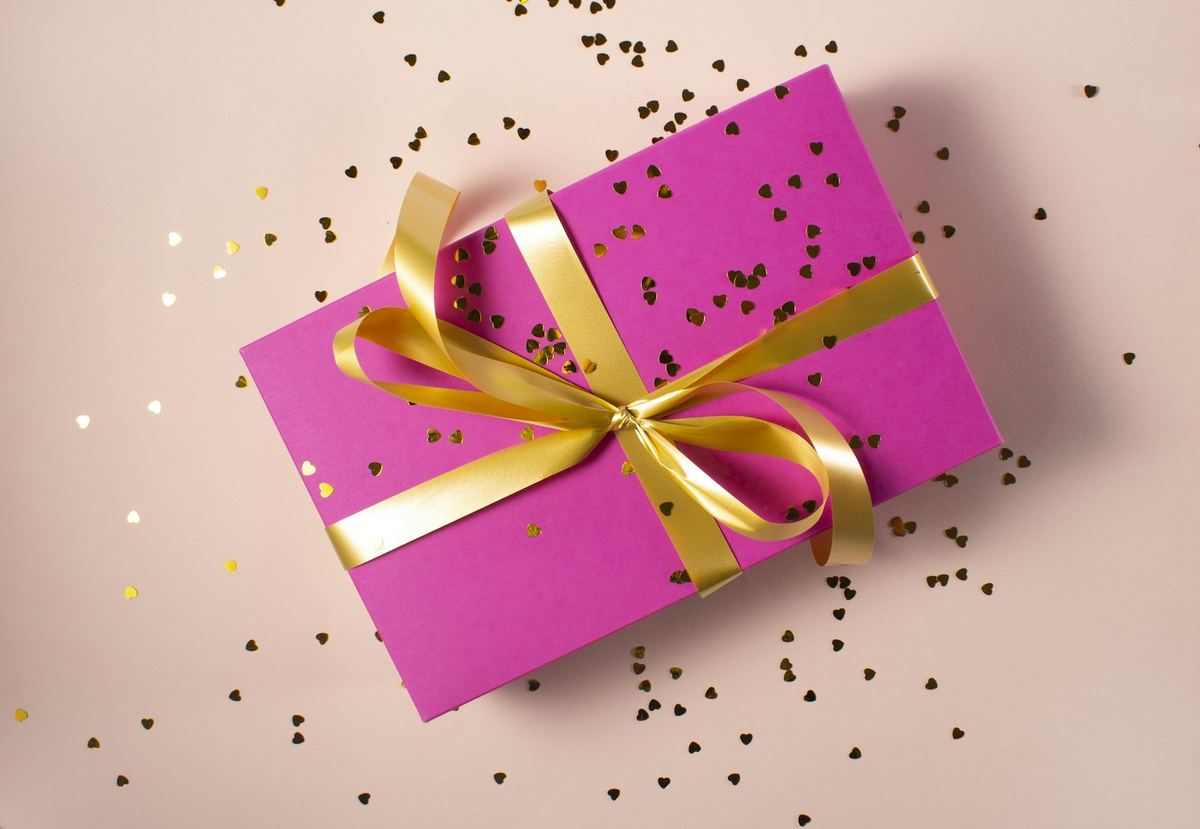 Gift box tied with a ribbon