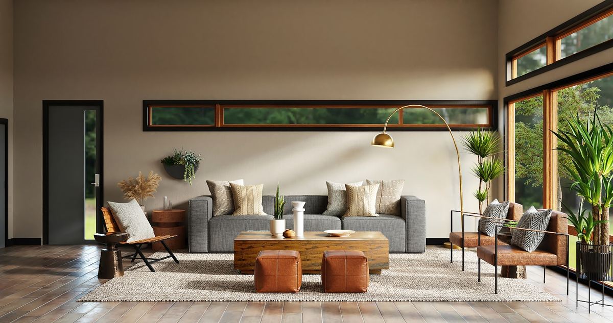 Elegant curated living room interior